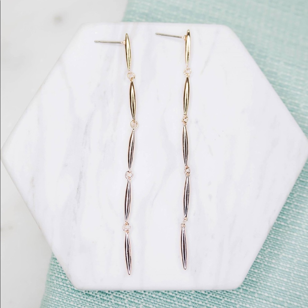 Eloise Gold Metal 3.5” Linear Drop Earrings